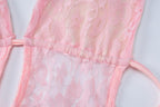 Halter v neck backless lace self tie hollow out cut out mini dress