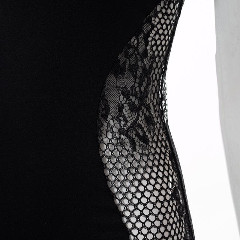 Lace see through patchwork mini dress