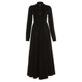 Solid long sleeve zip-up ruffle midi dress