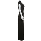 Short sleeve halter one shoulder irregular maxi dress  | Festival Outfits Women