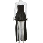 Ruched solid backless tube mini dress  | Festival Outfits Women