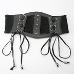 Lace up patchwork PU leather corset  | Festival Outfits Women
