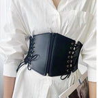 PU leather lace up zip-up corset  | Festival Outfits Women