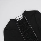 Long sleeve lace up mini dress  | Festival Outfits Women