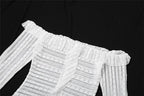 Lace see through off shoulder ruffle long sleeve solid mini dress