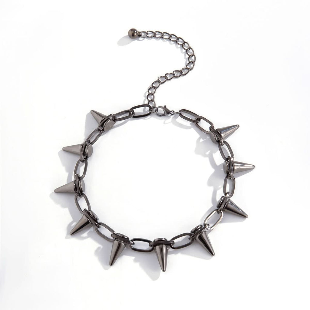 Rivet decor metal chain choker necklace  | Festival Outfits Women