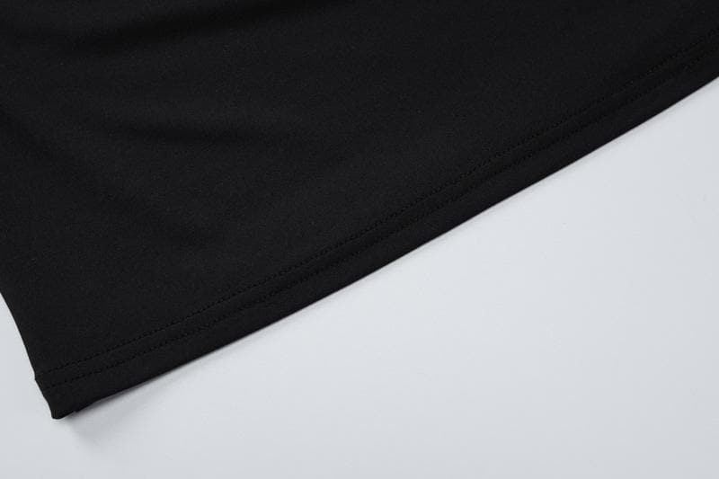 Long sleeve gloves irregular hollow out crewneck maxi dress