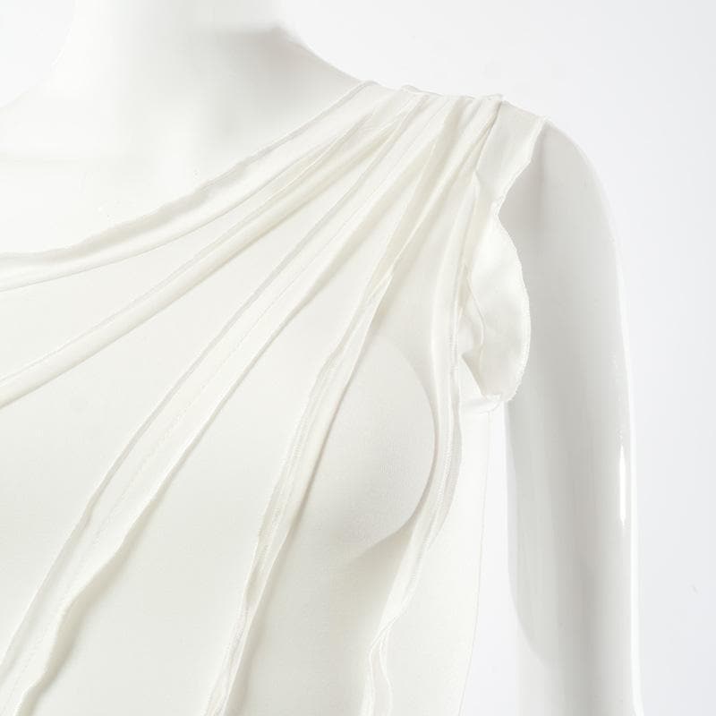 One shoulder solid ruffled mini dress