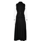 Sleeveless turnover collar button pleated maxi skirt set  | Festival Outfits Women