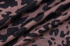Leopard print contrast lace hem halter slit mini dress