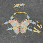 Butterfly embroidery metal chain halter top with choker  | Festival Outfits Women