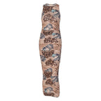 Leopard contrast print sleeveless midi dress