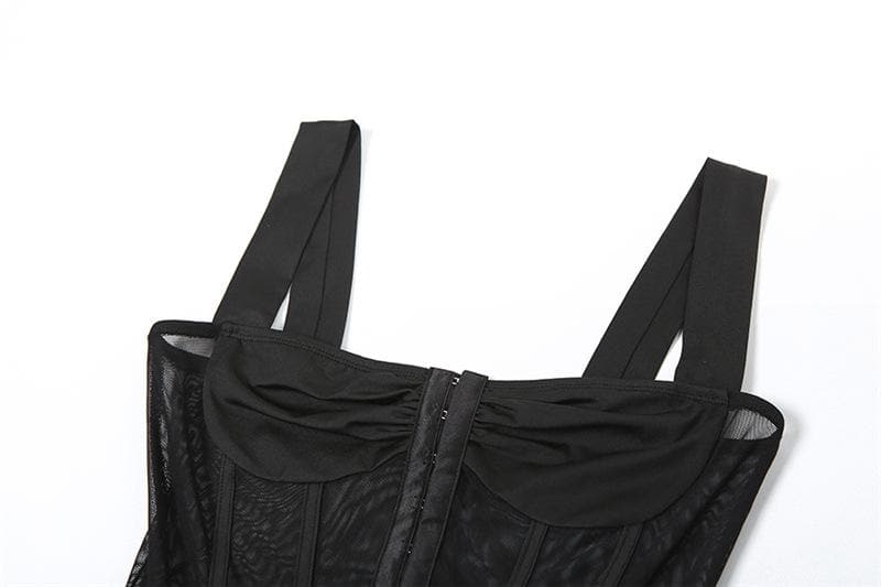 Button mesh patchwork ruched backless cami jumpsuit  | Festival Outfits Women