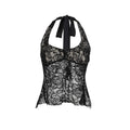 Halter backless lace flower pattern solid top  | Festival Outfits Women