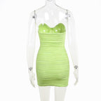 Textured solid sweetheart neck backless tube mini dress