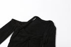 Long sleeve mesh puff sleeve irregular corset fluffy mini dress