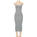 Ribbed solid cami midi dress - Final Sale