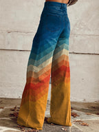 | Wide-Leg Pants in Sunset Chevron