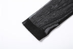 Solid mesh gloves button halter backless mini dress