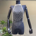 Halter metal chain beaded tassels backless hollow out cut out top  | Festival Outfits Women