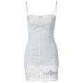 Lace patchwork stitch zip-up backless cami mini dress  | Festival Outfits Women