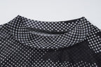 Long sleeve sheer mesh see through contrast polka dot mini dress
