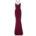 Ruched solid backless cross back v neck lace up maxi dress  | Festival Outfits Women