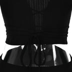 Long sleeve solid v neck hollow out self tie maxi dress