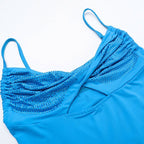Hollow out v neck ruched backless cami cut out mini dress  | Festival Outfits Women