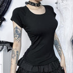 Short sleeve round neck print mesh top  | Festival Outfits Women