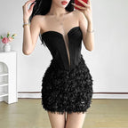 Sweetheart neck glitter mini dress  | Festival Outfits Women