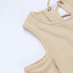 Long sleeve solid hollow out lace up self tie mini dress