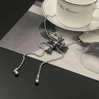 Rhinestone cross pendant adjustable necklace  | Festival Outfits Women
