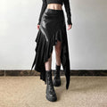 PU leather patchwork irregular midi skirt Cargo Mini Skirt  | Festival Outfits Women