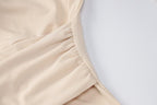 Long sleeve deep v neck turnover collar mini dress