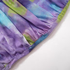 Ruched tie dye sleeveless crewneck mesh mini dress - Final Sale