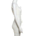 Halter flower applique mesh mini dress  | Festival Outfits Women