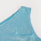 Textured one shoulder irregular sleeveless mini dress