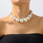 Faux pearl rhinestone beaded choker necklace  | Festival Outfits Women