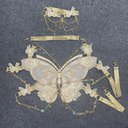 Butterfly embroidery metal chain halter top with choker  | Festival Outfits Women