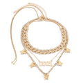 Layered butterfly decor rhinestone necklace  | Festival Outfits Women