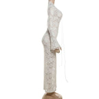 Long sleeve lace cross front slit maxi dress  | Festival Outfits Women