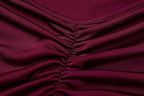 Ruched solid backless cross back v neck lace up maxi dress  | Festival Outfits Women