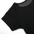 Short sleeve round neck print mesh top  | Festival Outfits Women