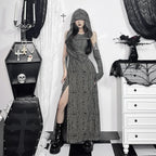 Hoodie ruched ruffle slit maxi dress  | Festival Outfits Women