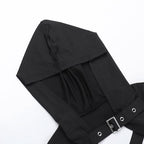 Hoodie long sleeve buckle cross back crop top  | Festival Outfits Women