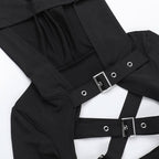 Hoodie long sleeve buckle cross back crop top  | Festival Outfits Women