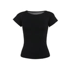 Short sleeve round neck print mesh top  | Festival Outfits Women