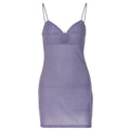Textured solid hollow out v neck backless mini dress