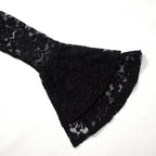 Long flared sleeve lace u neck button backless crop top  | Festival Outfits Women